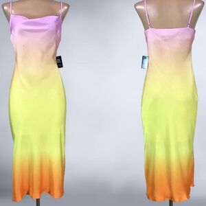 Express Pink, Yellow, and Orange Midi Dress Size XL